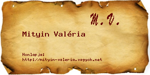 Mityin Valéria névjegykártya